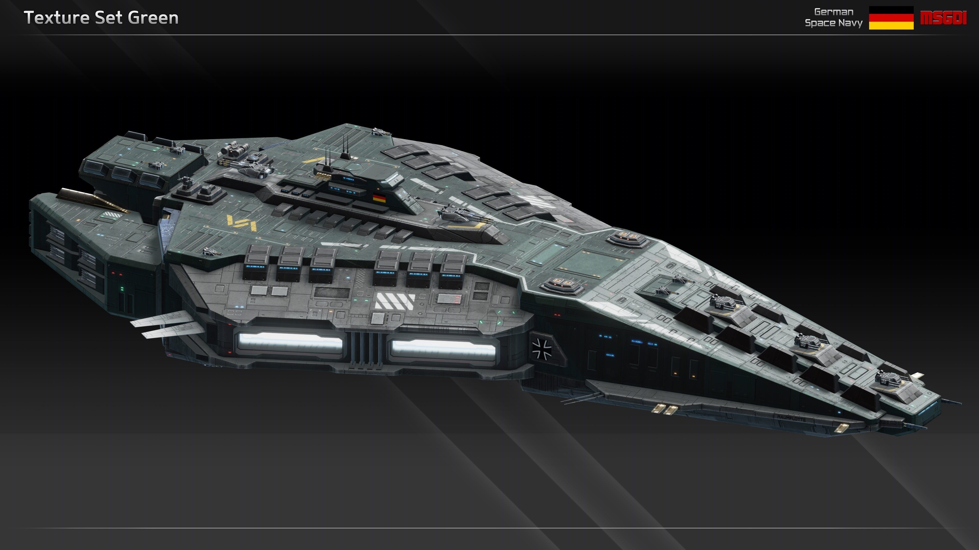 GSN Spaceship Richthofen Class Heavy Carrier Low-poly 3D model_11