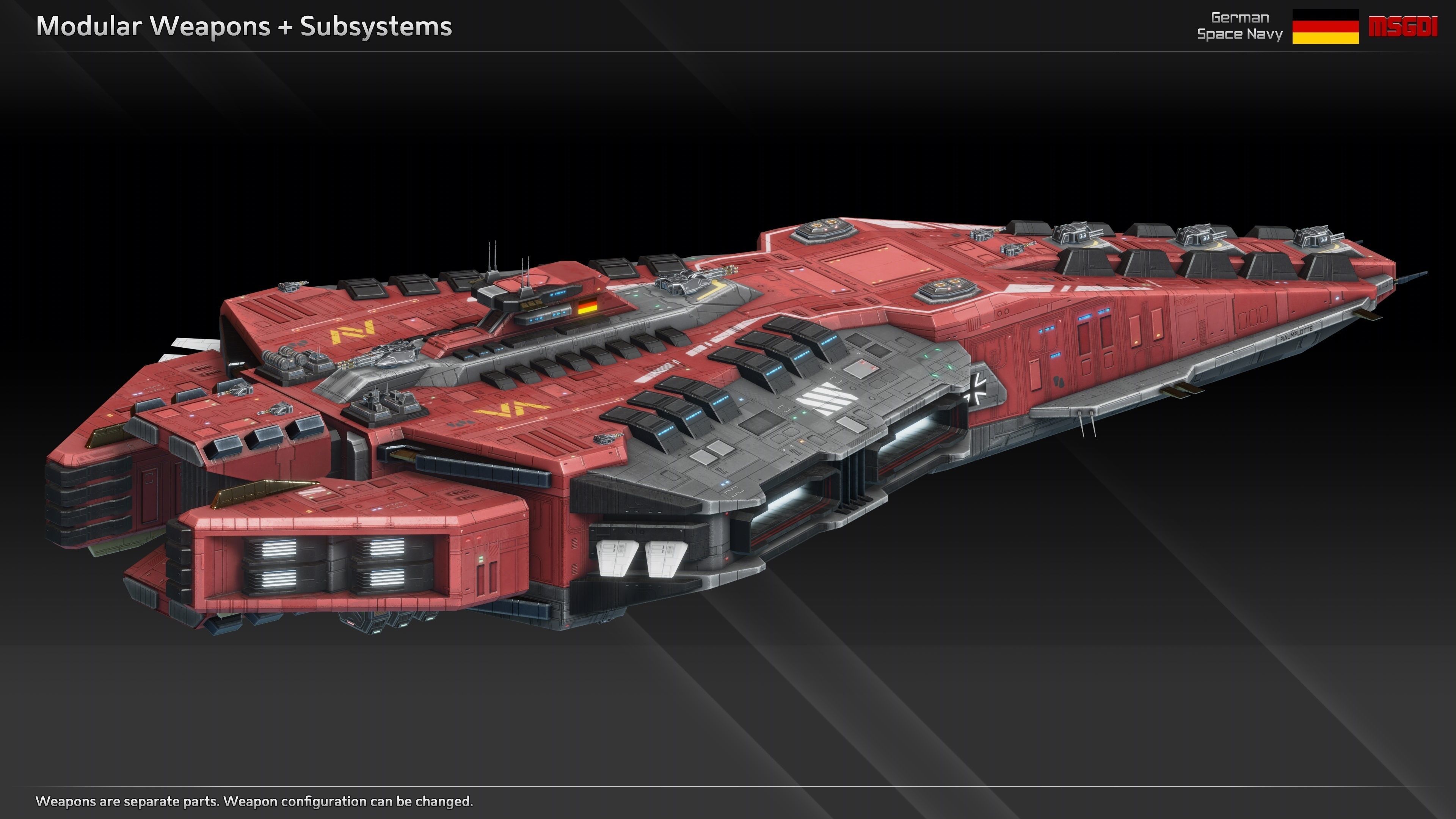 GSN Spaceship Richthofen Class Heavy Carrier Low-poly 3D model_6