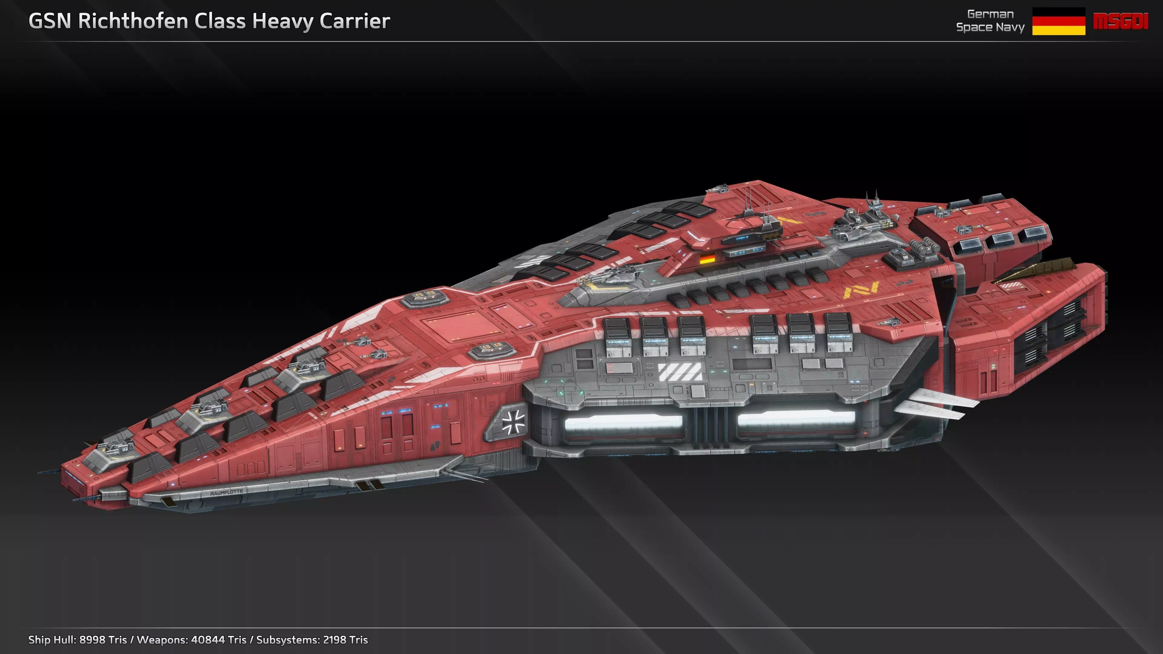 GSN Spaceship Richthofen Class Heavy Carrier Low-poly 3D model_0