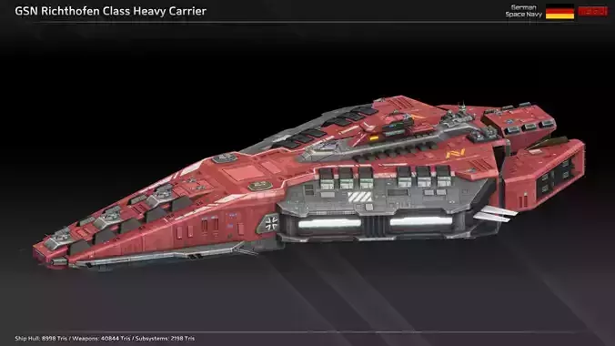 GSN Spaceship Richthofen Class Heavy Carrier Low-poly 3D model