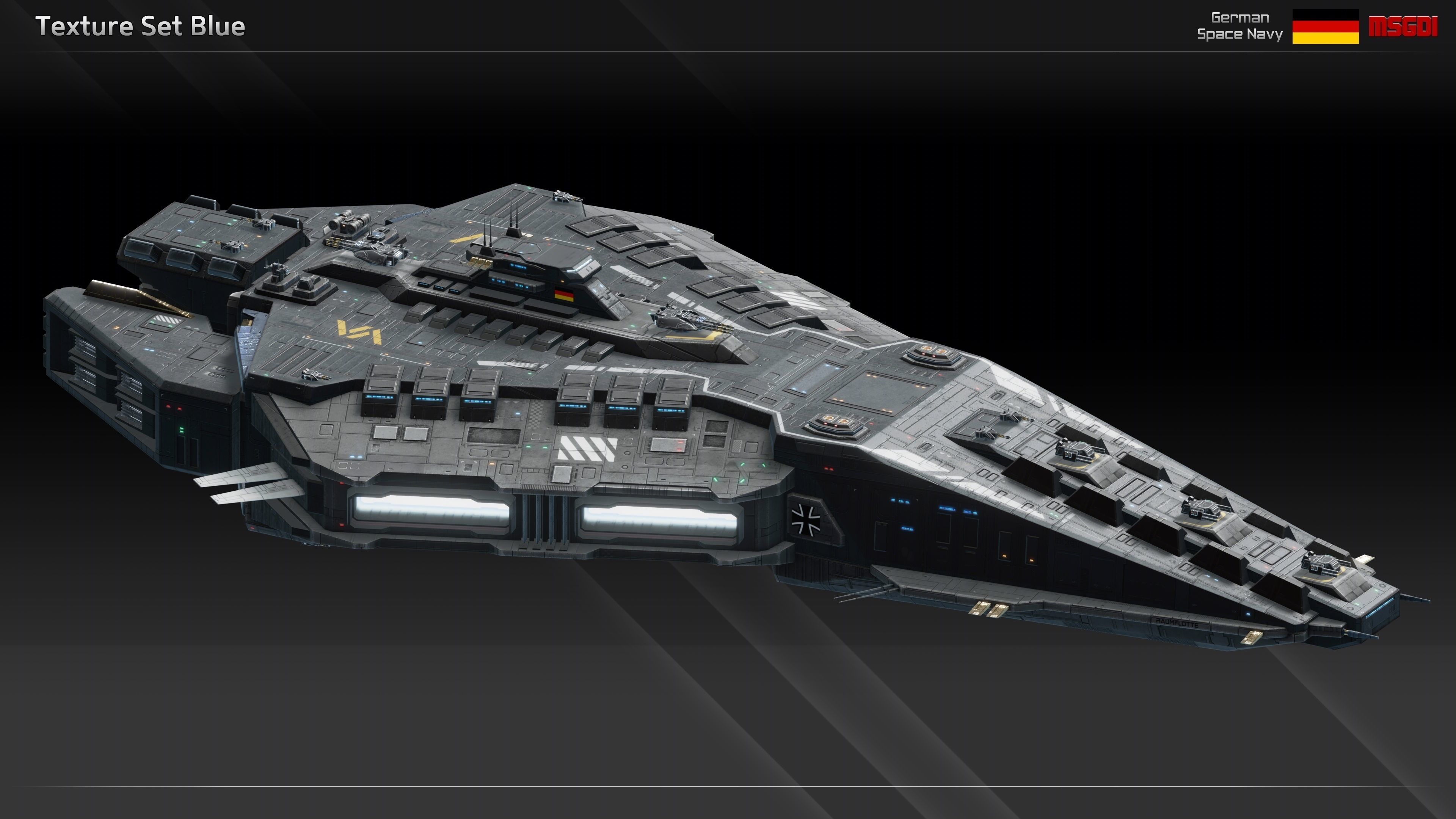 GSN Spaceship Richthofen Class Heavy Carrier Low-poly 3D model_10