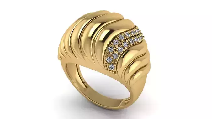 Ball Waves Pinky Ring with Diamonds