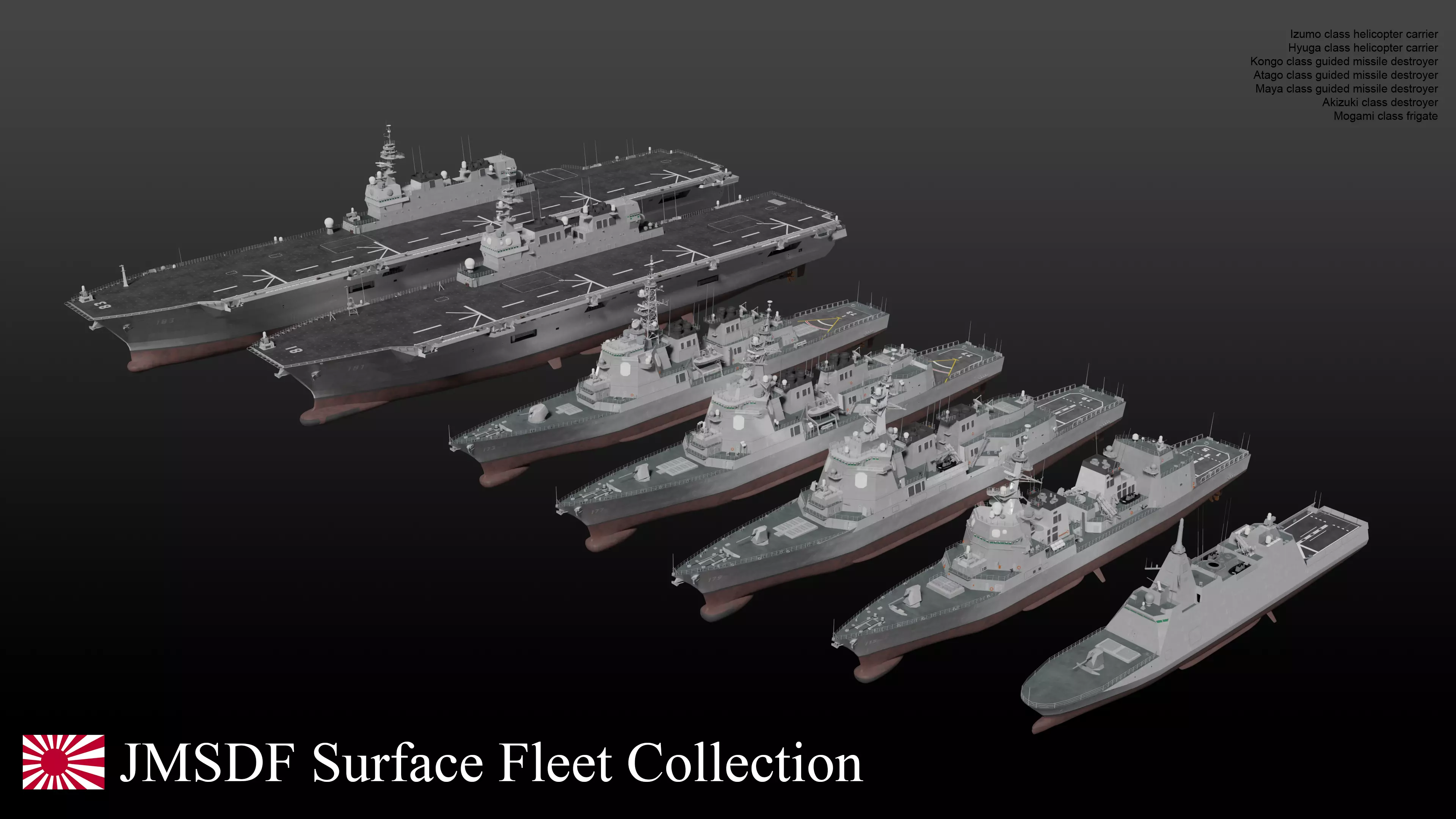 JMSDF Surface Fleet collection Low-poly 3D model