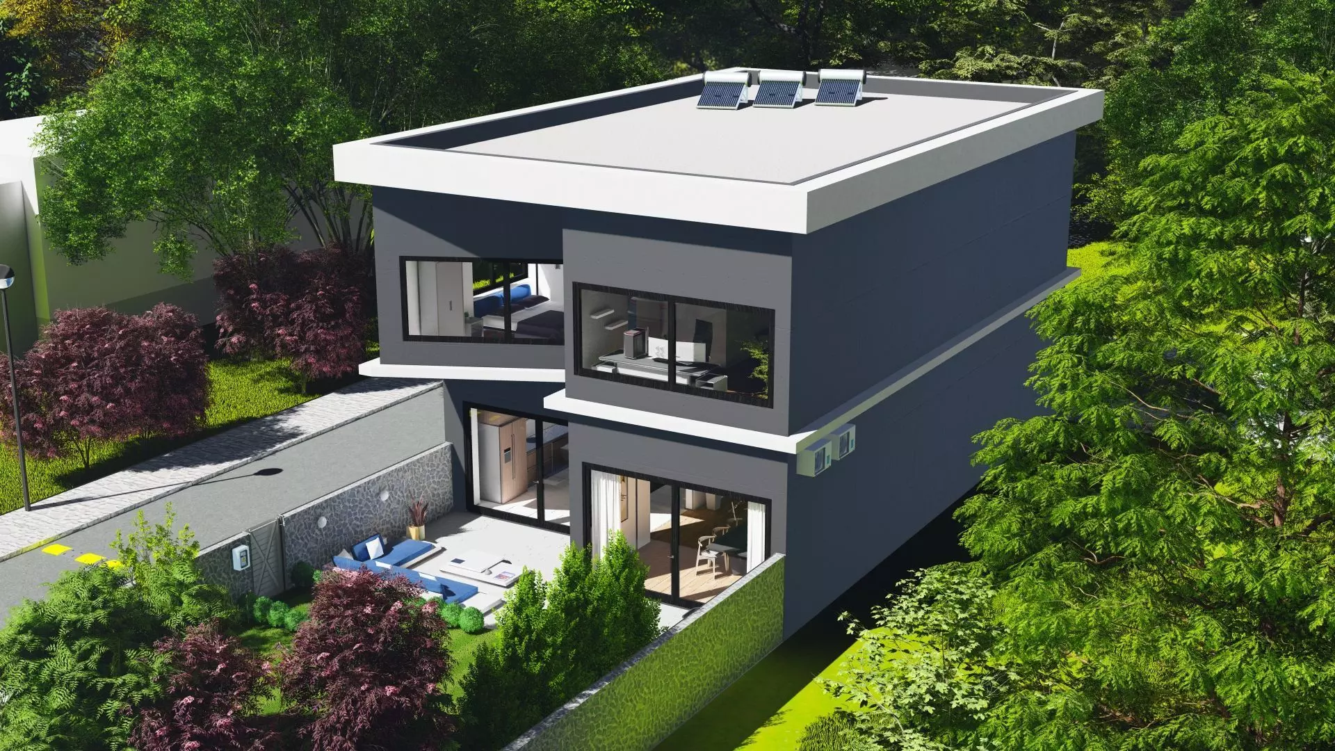 Small Modern House Sketchup Model Lumion Render  3D model_0