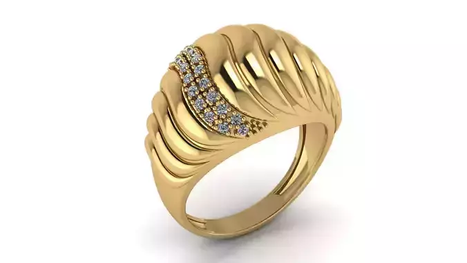 Ball Waves Ring with Diamonds