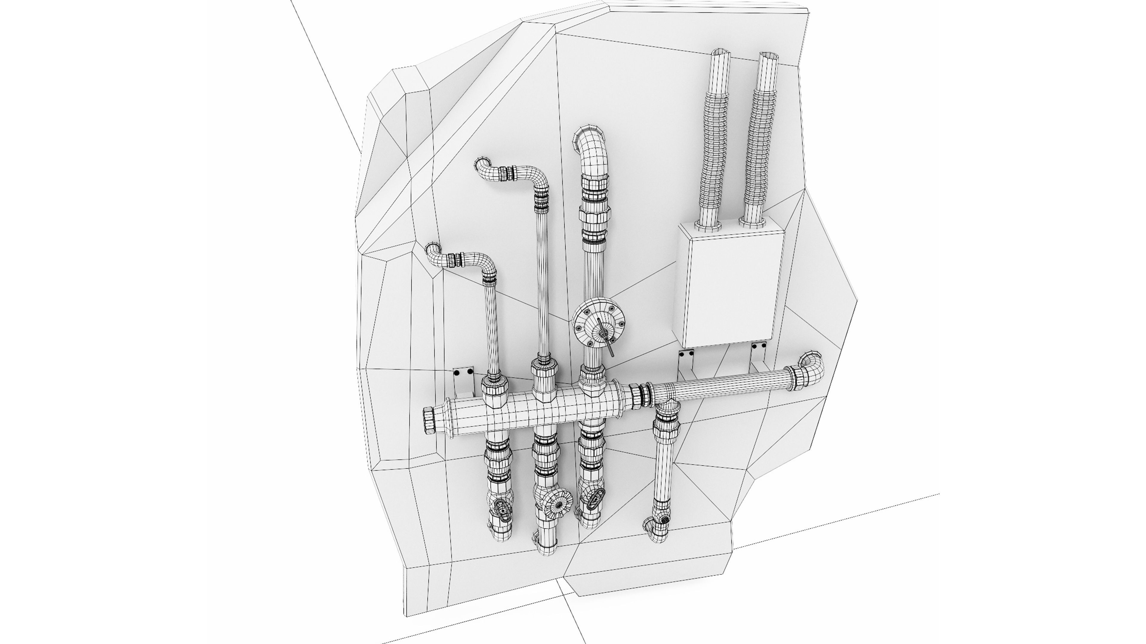 Grungy industrial Pipes  3D model_7