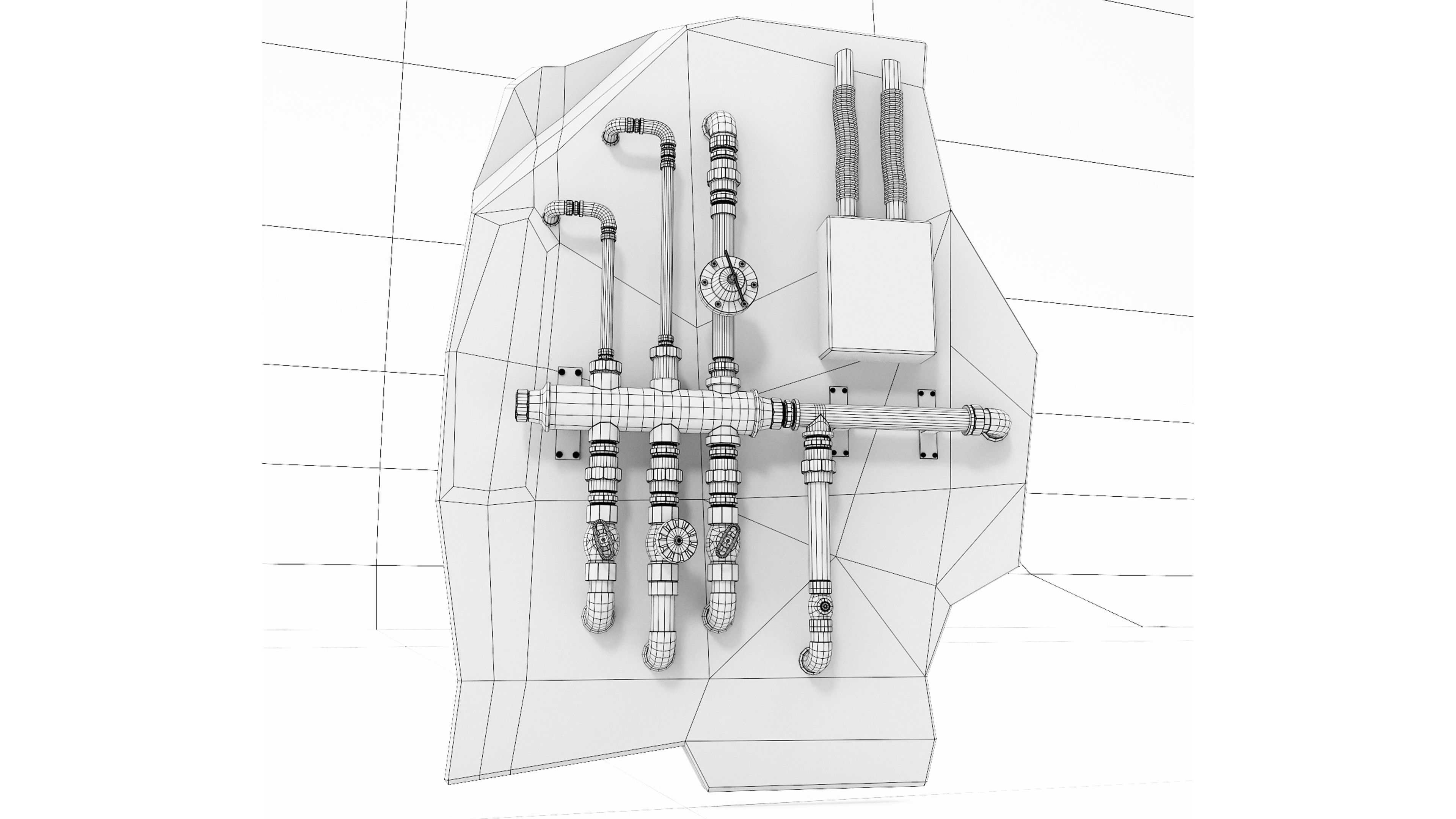 Grungy industrial Pipes  3D model_5