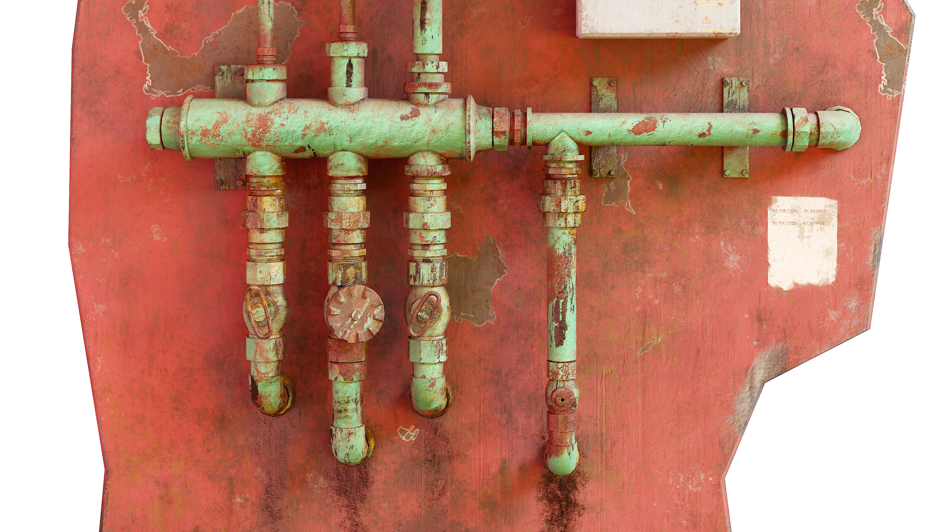 Grungy industrial Pipes  3D model_3