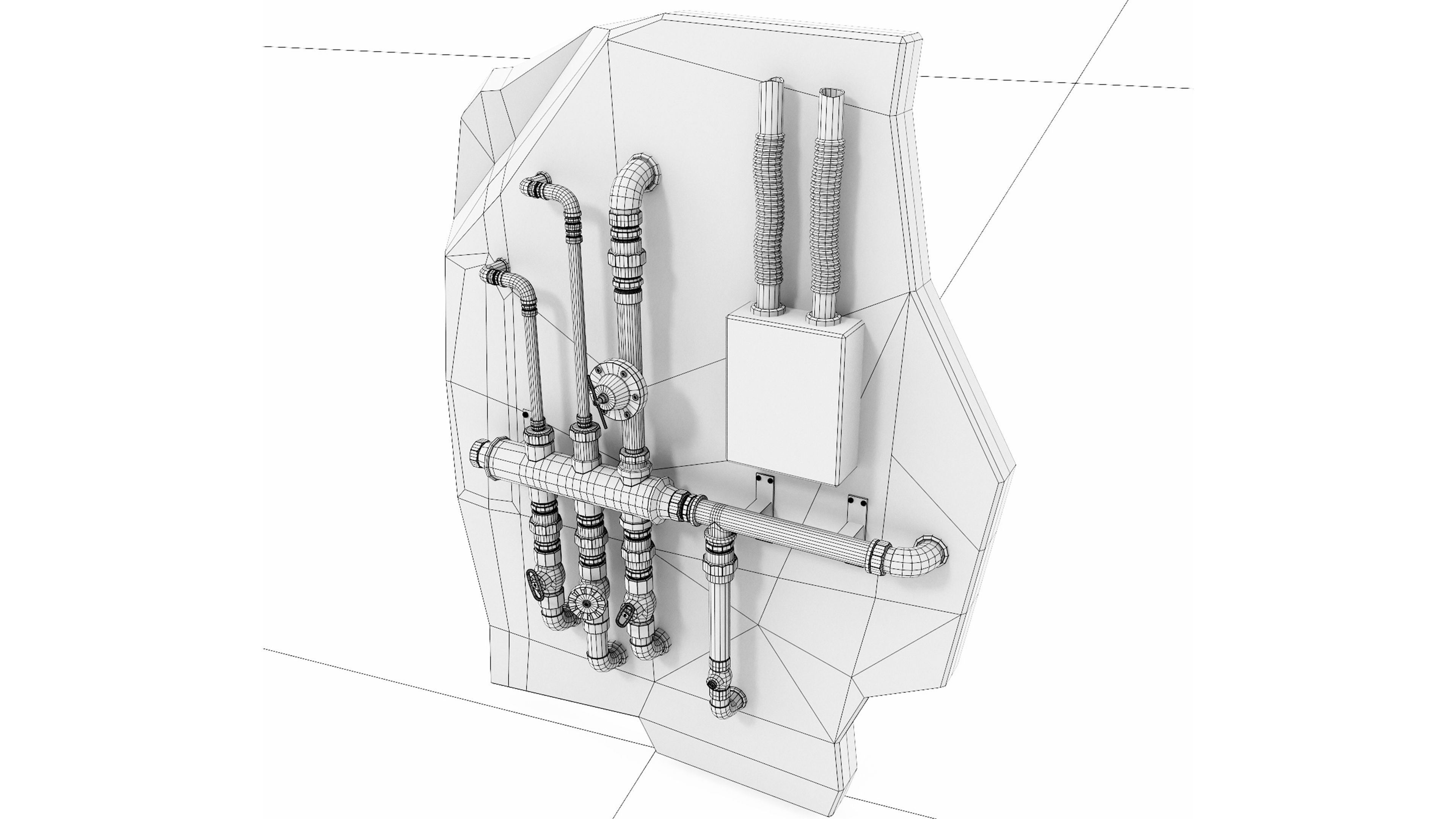 Grungy industrial Pipes  3D model_6