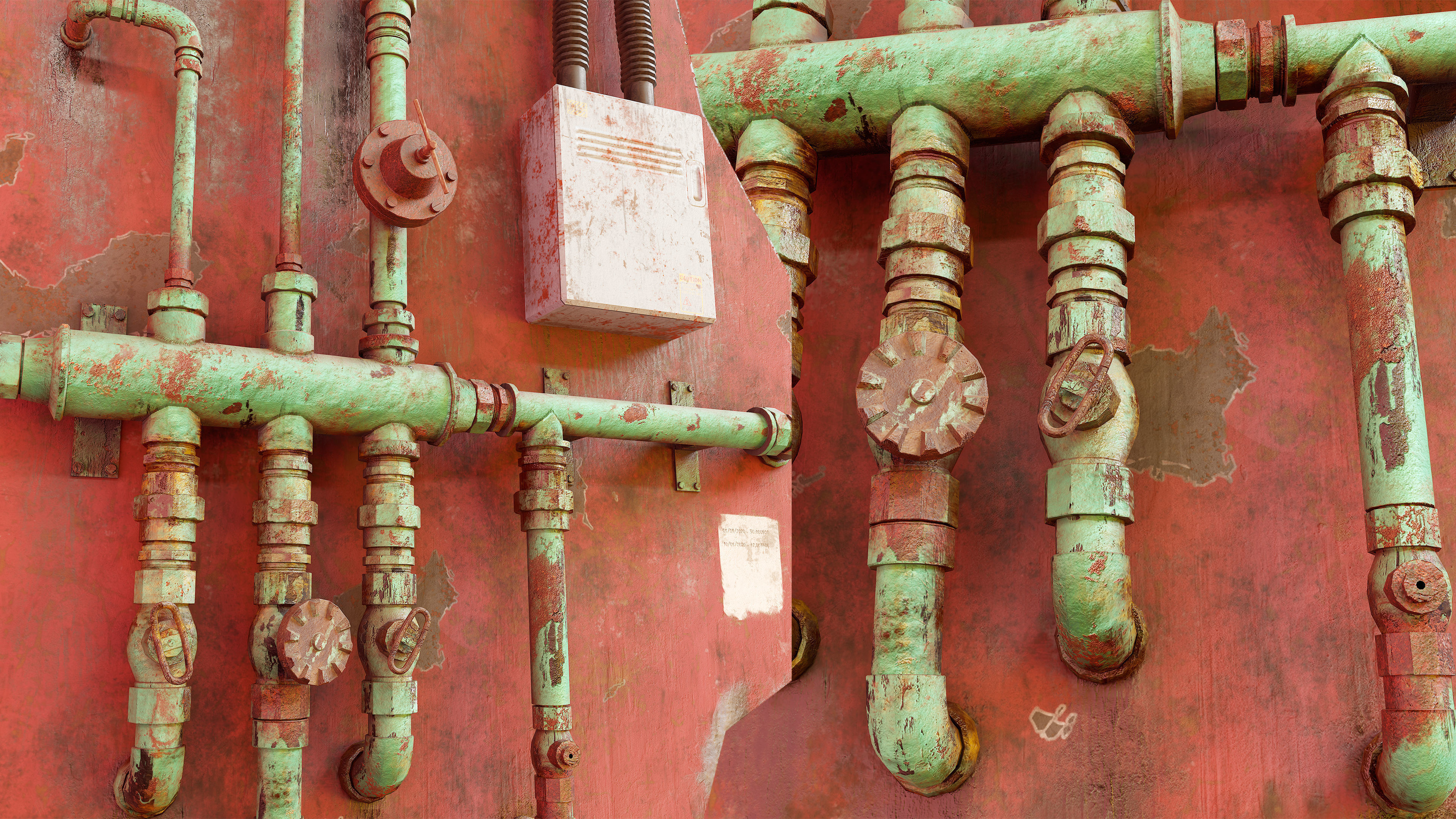 Grungy industrial Pipes  3D model_2