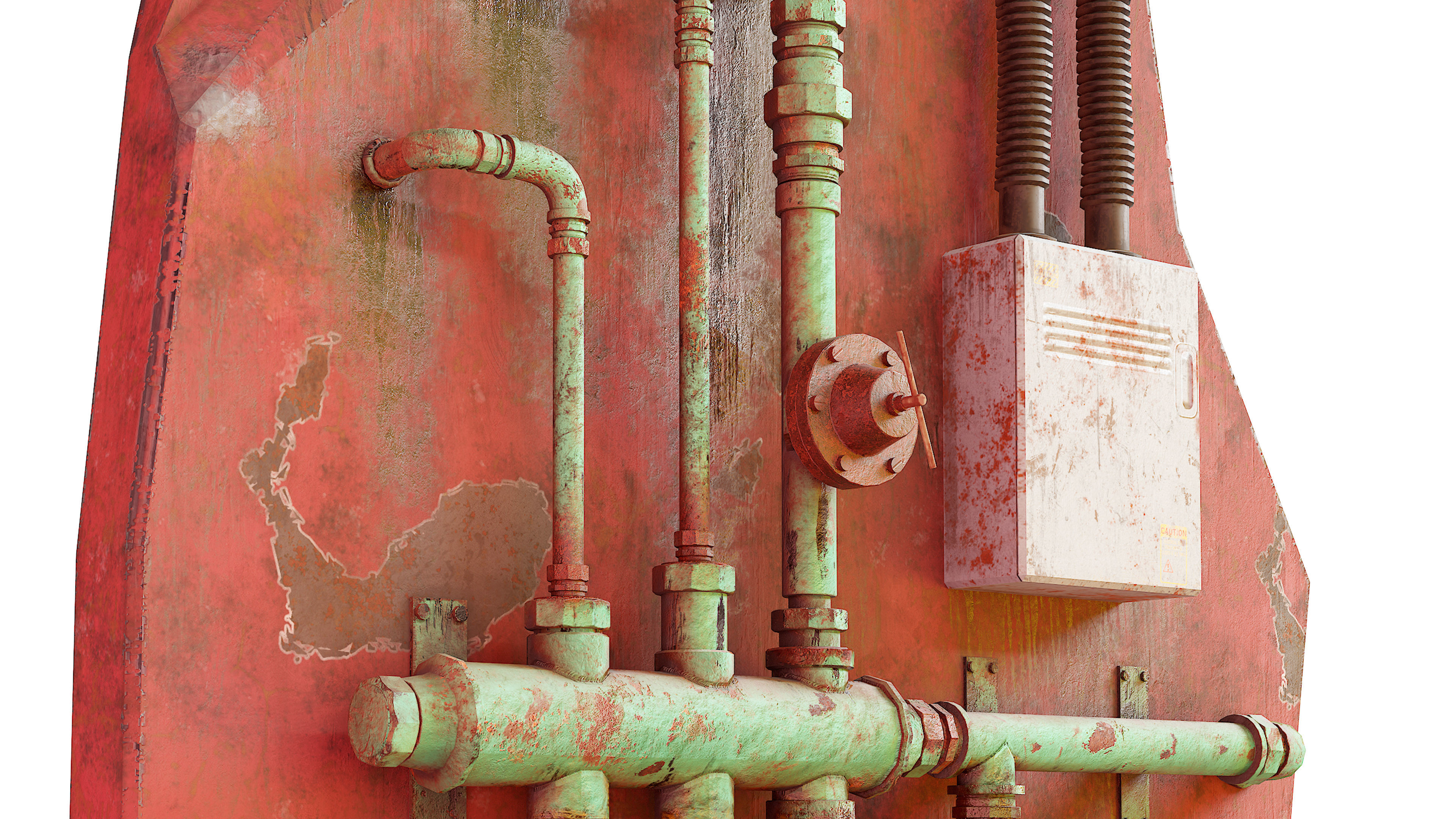 Grungy industrial Pipes  3D model_4