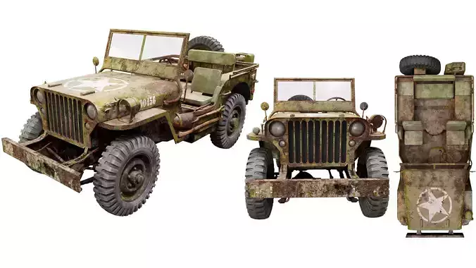 Willys jeep grungy 3d model