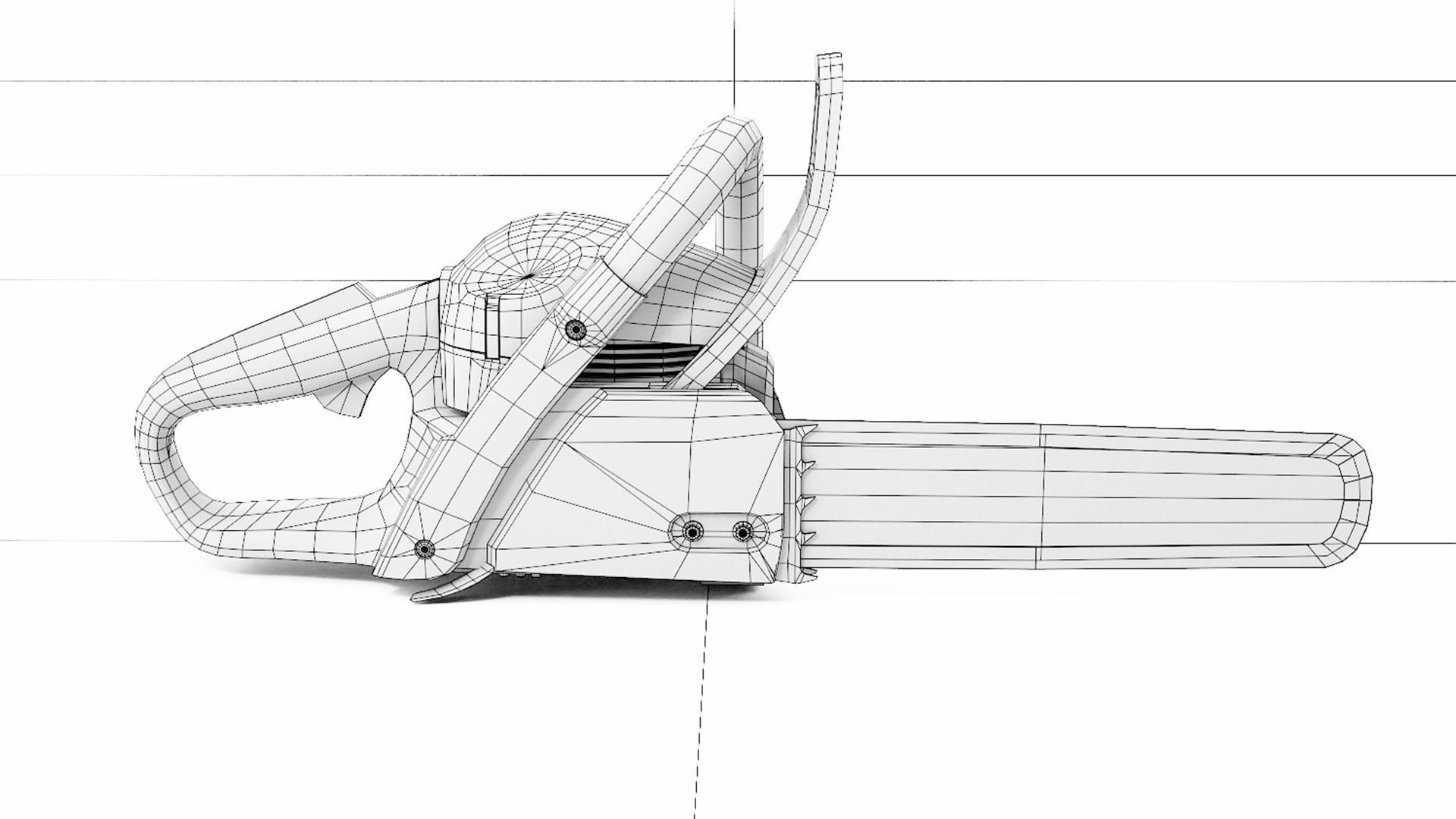 Chainsaw old grungy 3d model 3D model_9