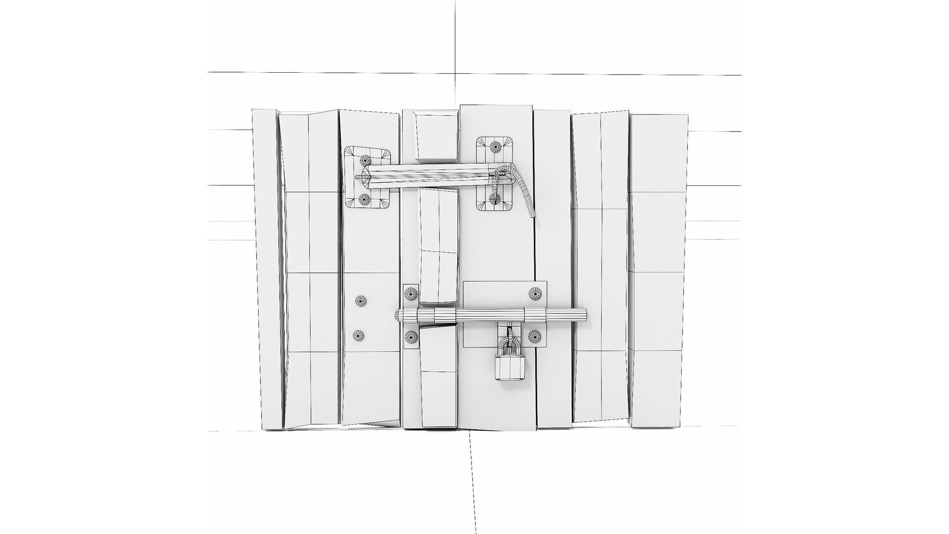 Grungy old wooden door   Low-poly 3D model_7