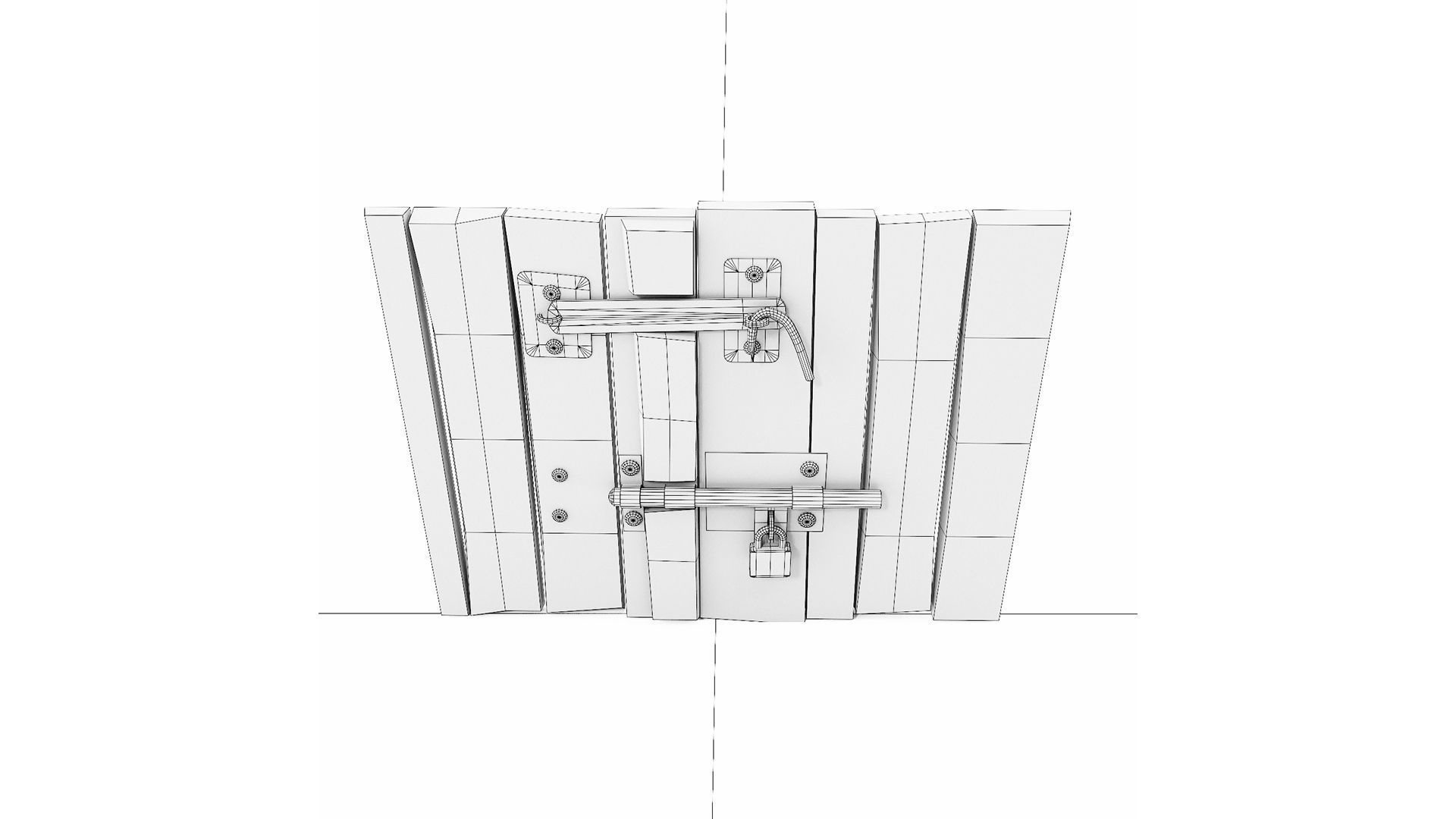 Grungy old wooden door   Low-poly 3D model_8