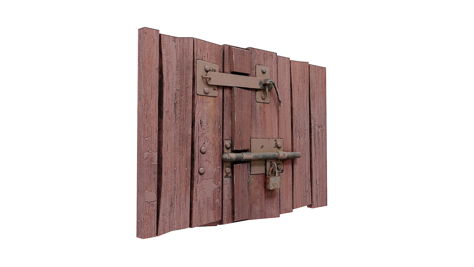 Grungy old wooden door   Low-poly 3D model_2
