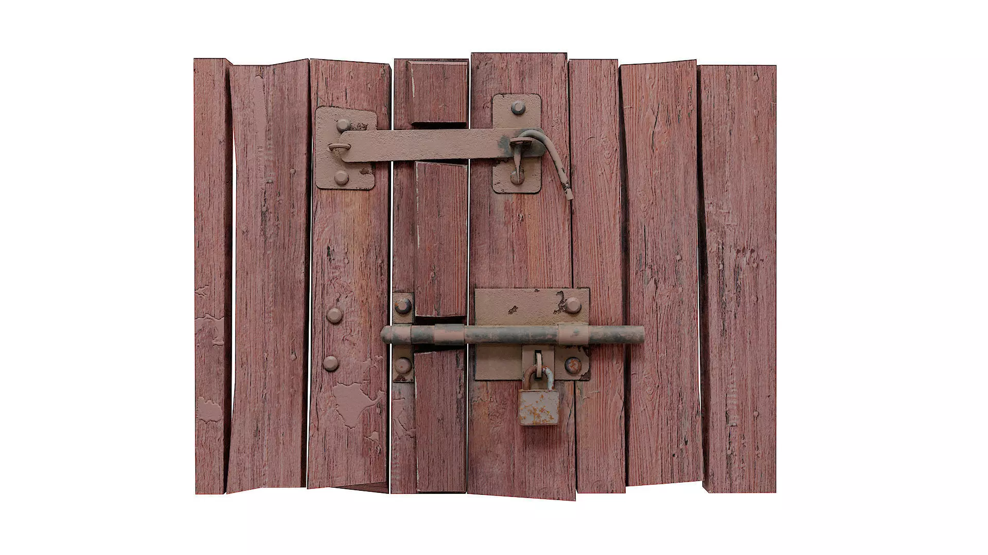 Grungy old wooden door   Low-poly 3D model_0
