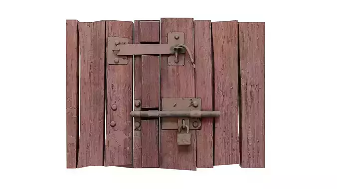 Grungy old wooden door   Low-poly 3D model