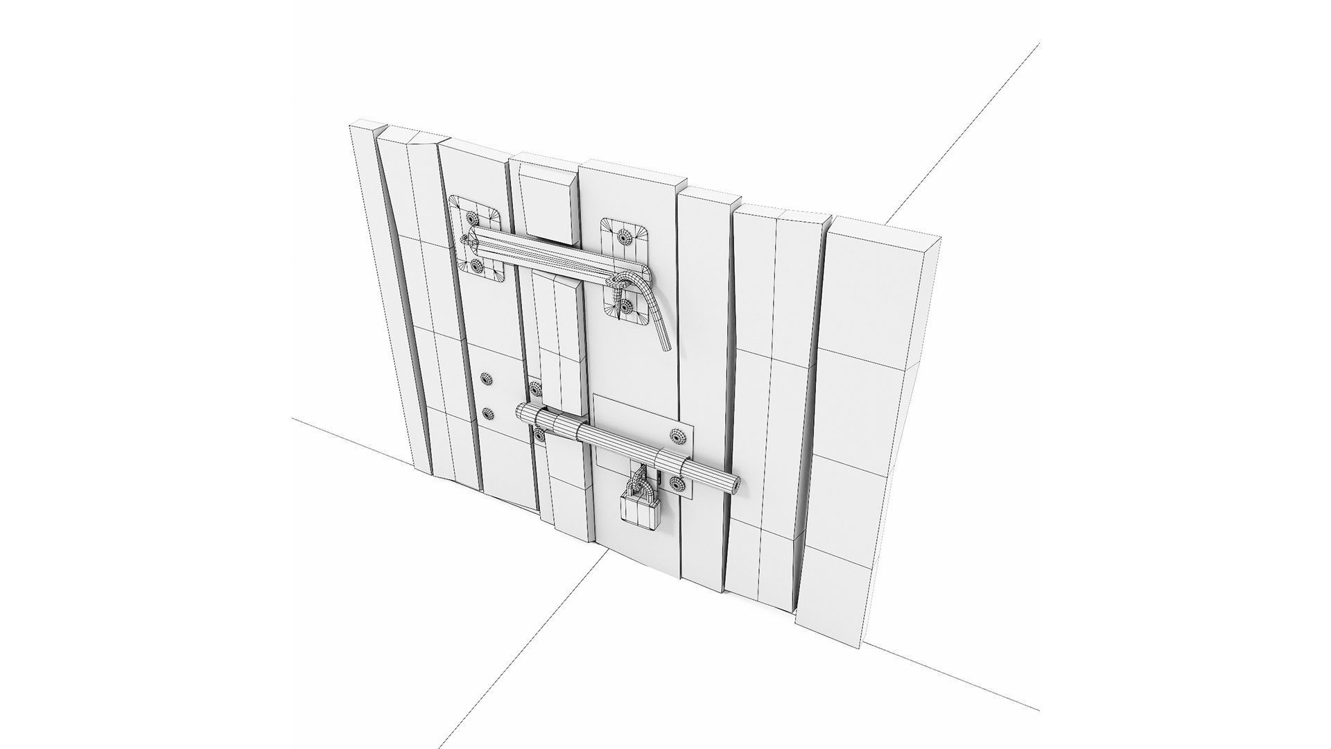 Grungy old wooden door   Low-poly 3D model_6