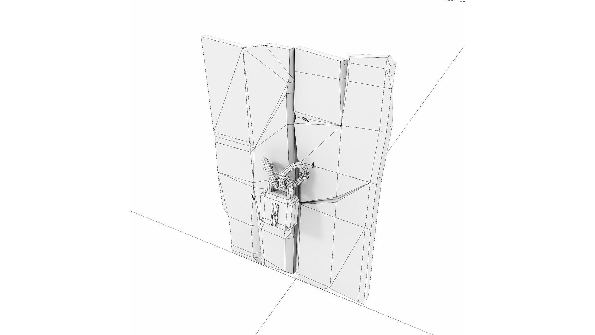 Grungy door lock Low-poly 3D model_7