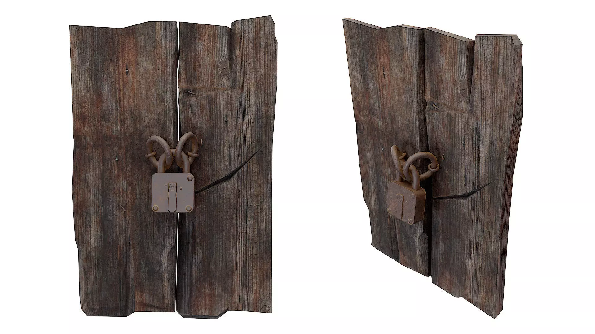 Grungy door lock Low-poly 3D model_0