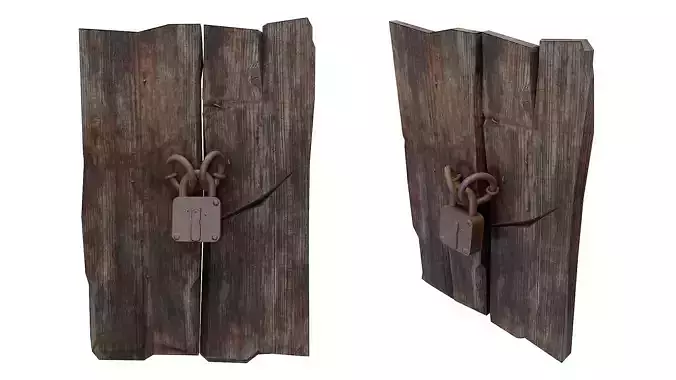 Grungy door lock   Low-poly 3D model