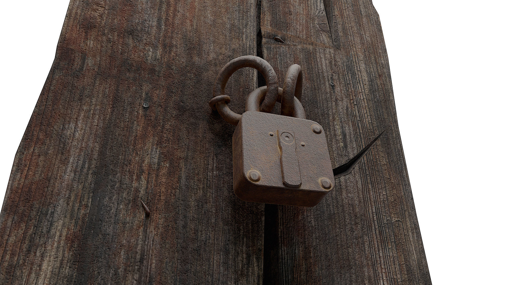 Grungy door lock Low-poly 3D model_4