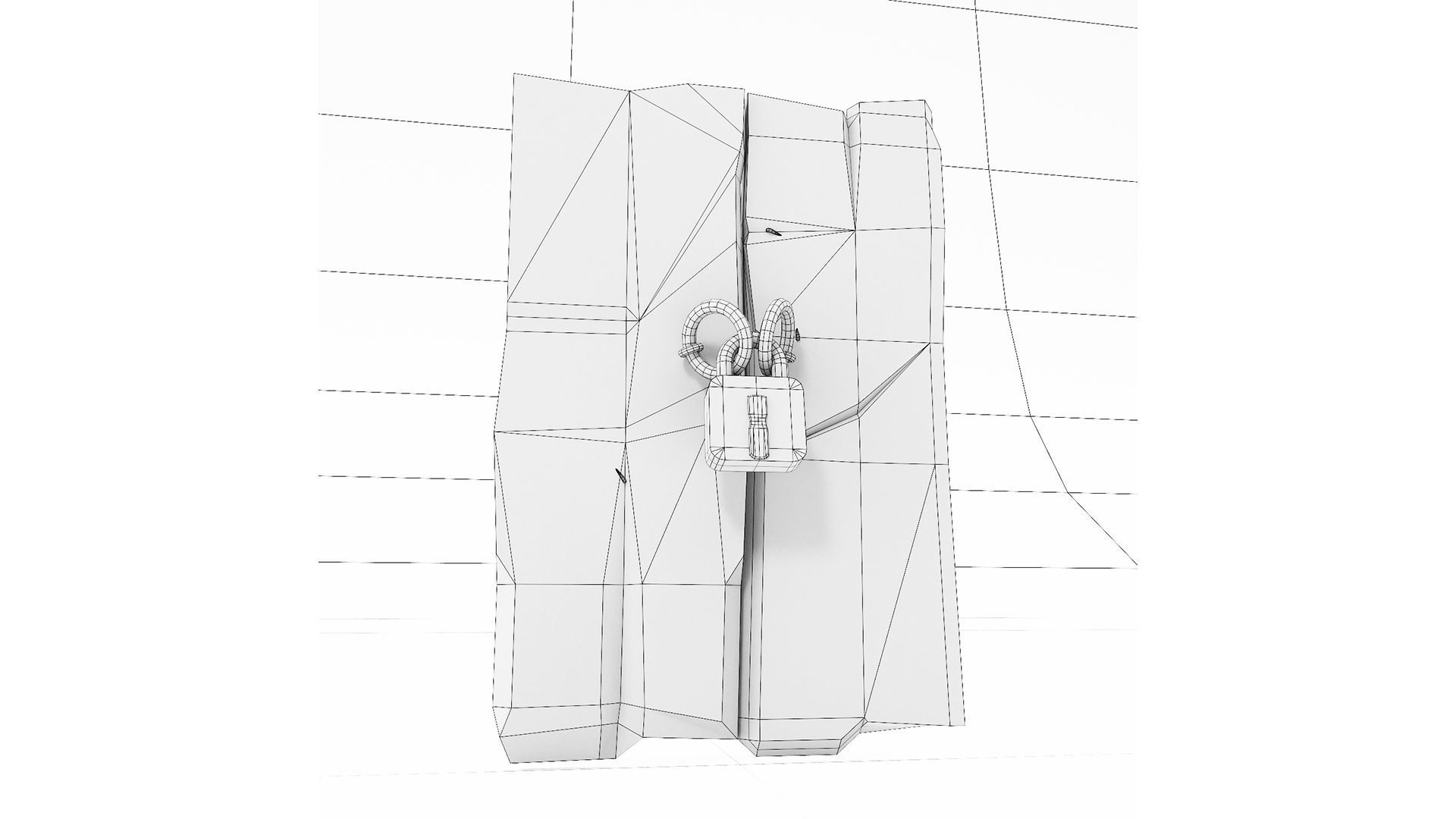 Grungy door lock Low-poly 3D model_6