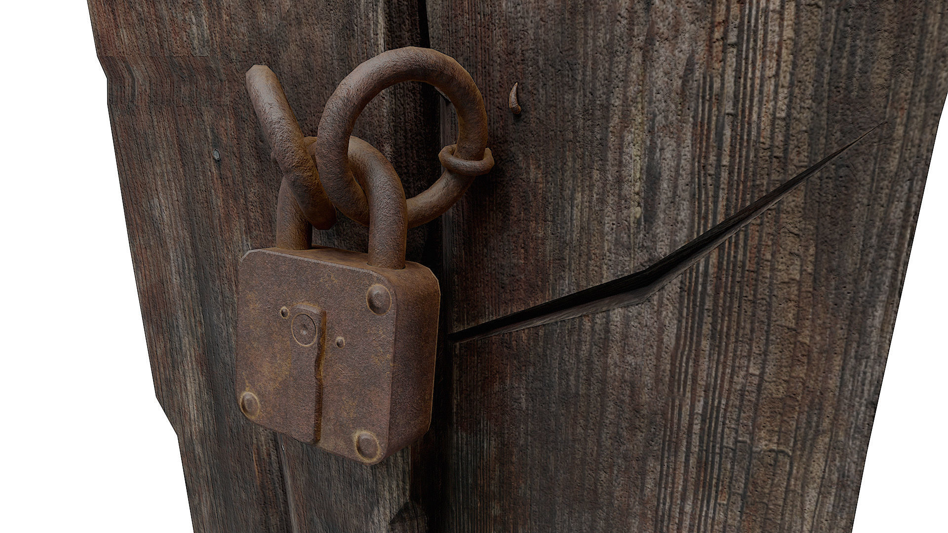 Grungy door lock Low-poly 3D model_3