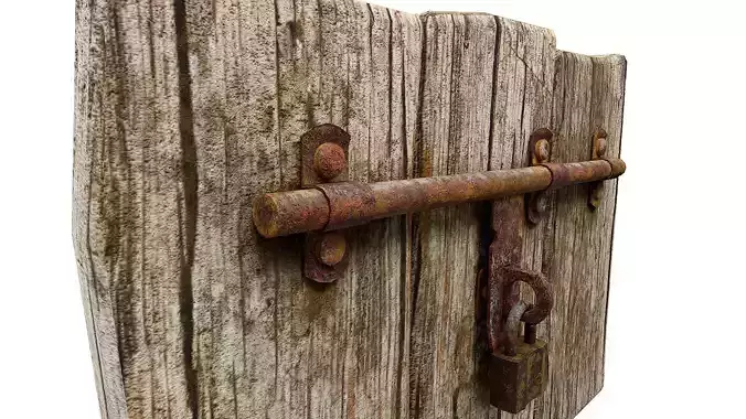 Grungy door latch   Low-poly 3D model