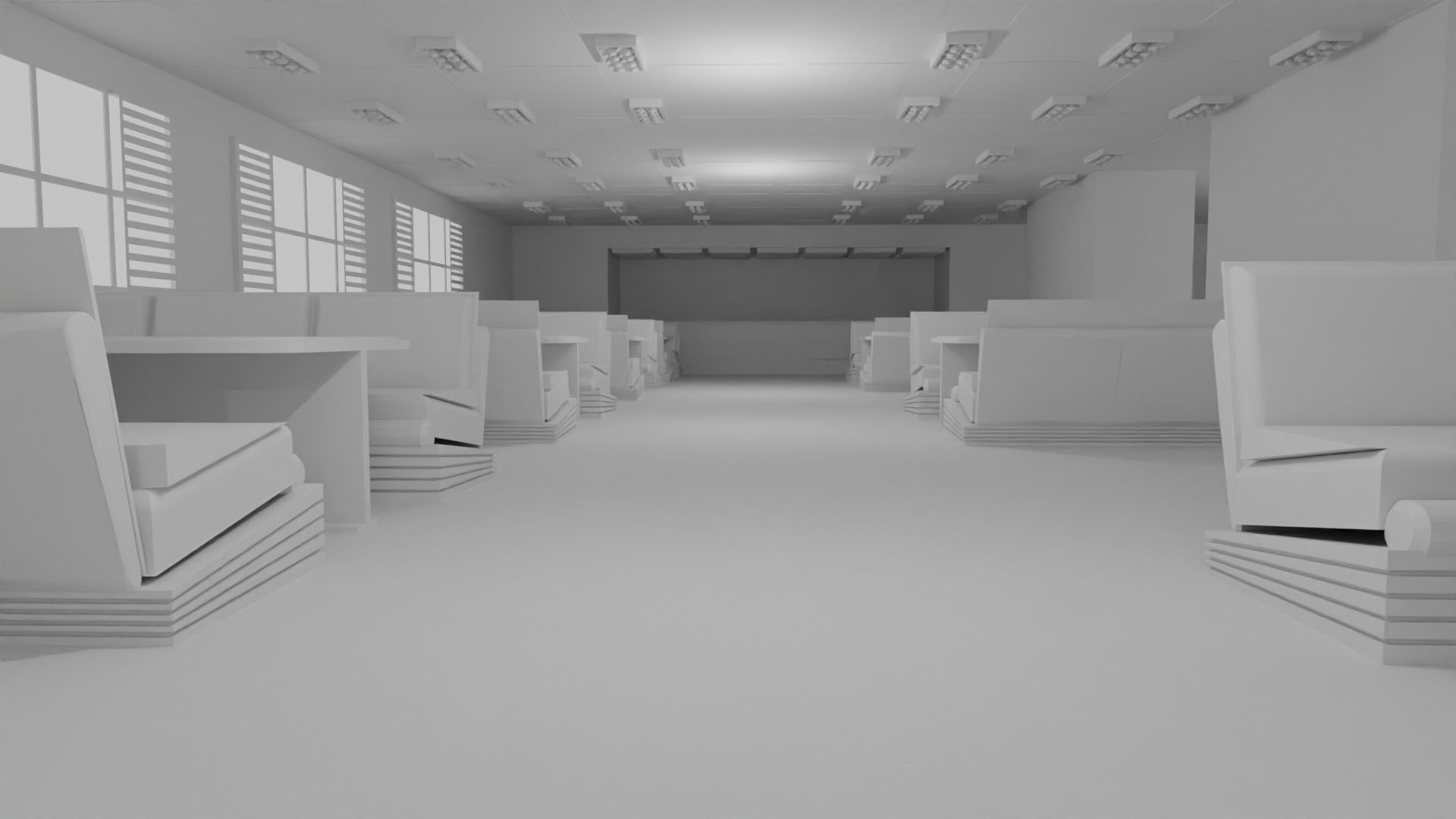 fast food interior no material 3D model_3