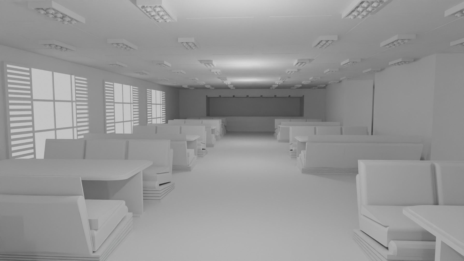 fast food interior no material 3D model_1