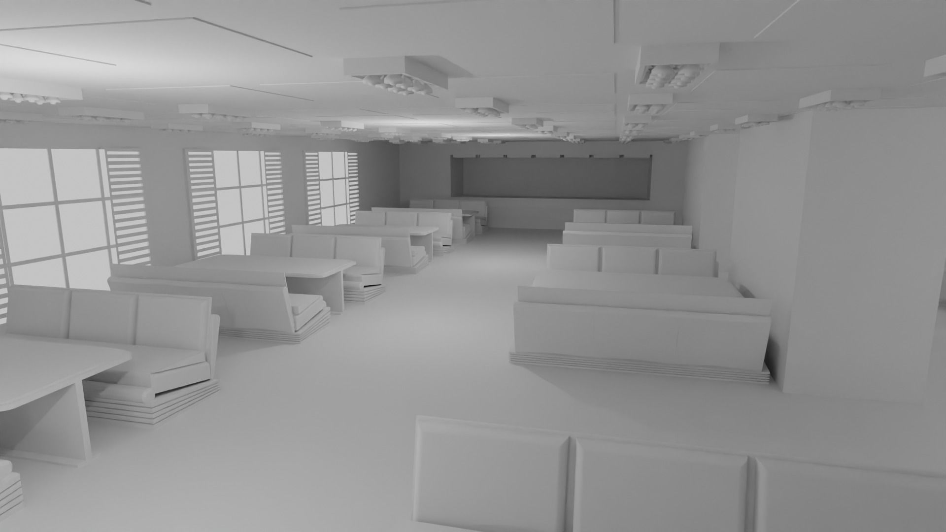 fast food interior no material 3D model_4
