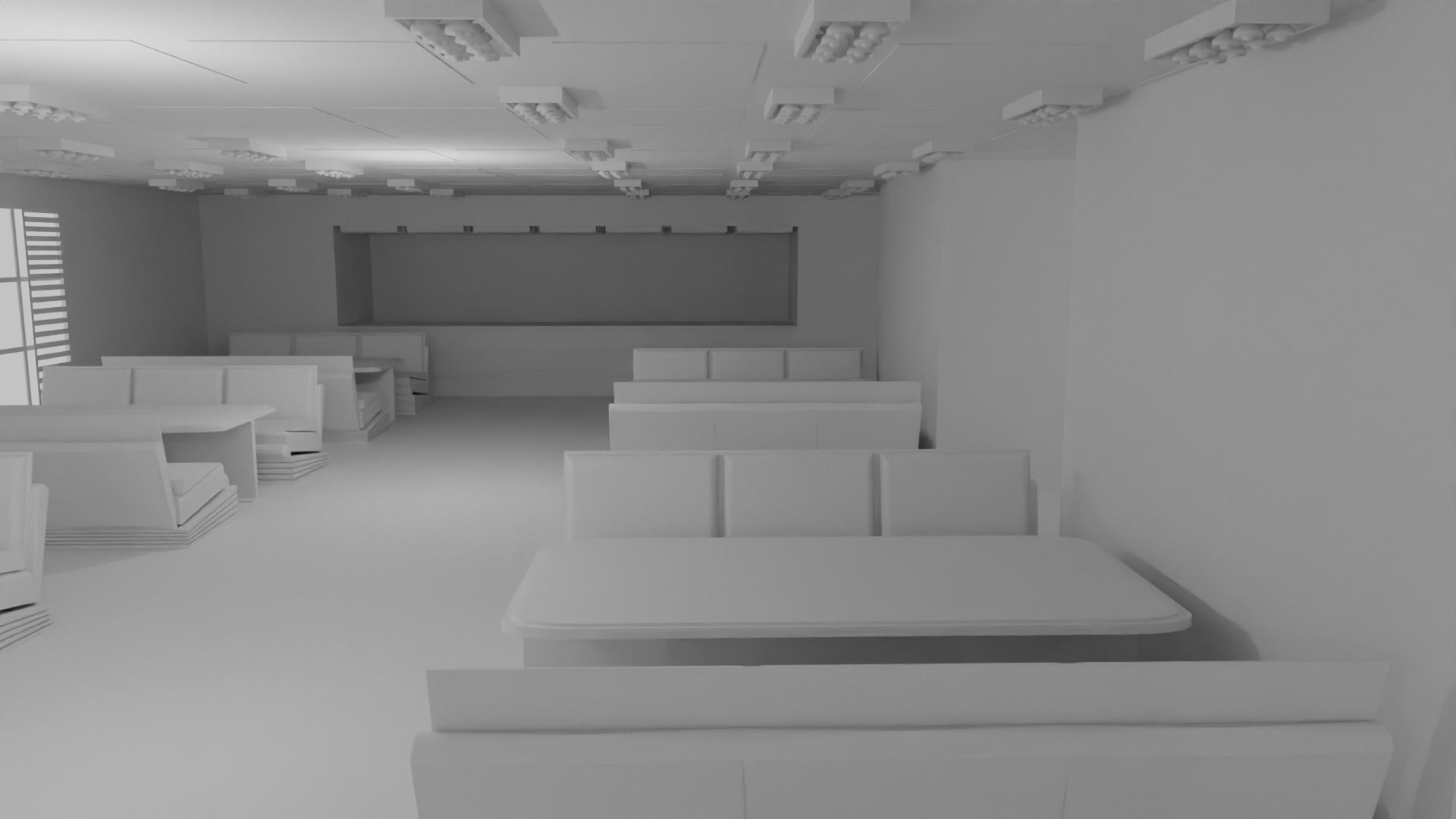 fast food interior no material 3D model_6