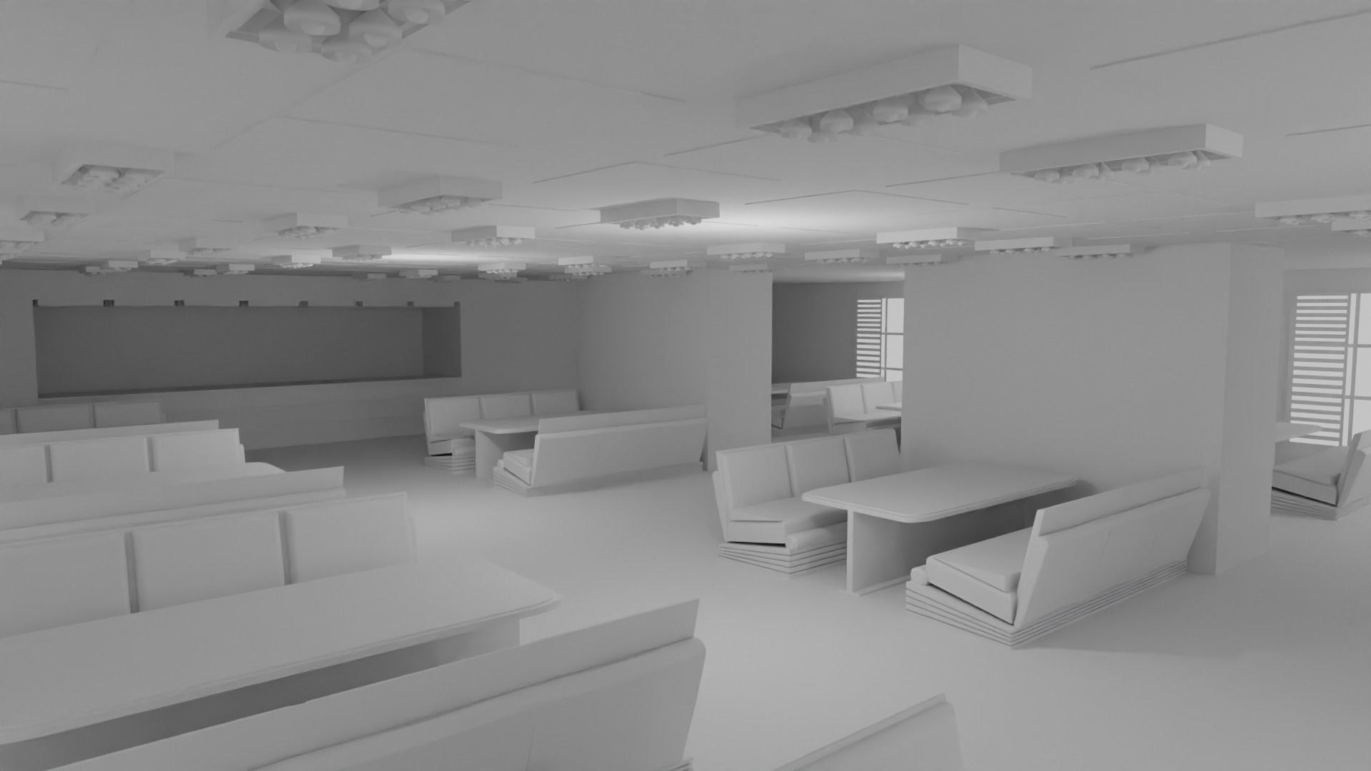 fast food interior no material 3D model_2