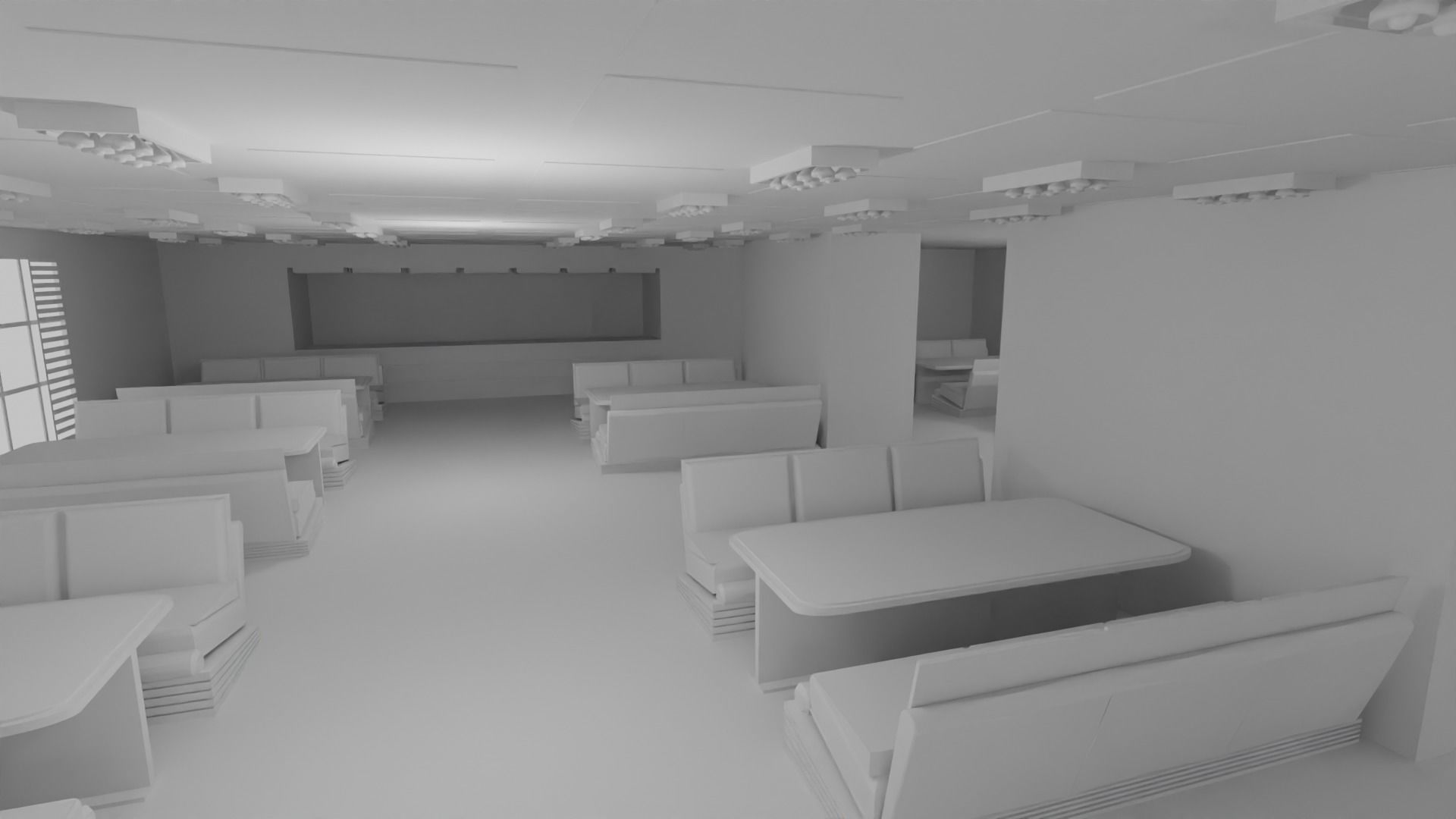 fast food interior no material 3D model_5