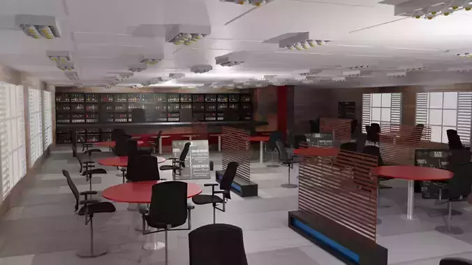 Bar Interior Low-poly 3D model