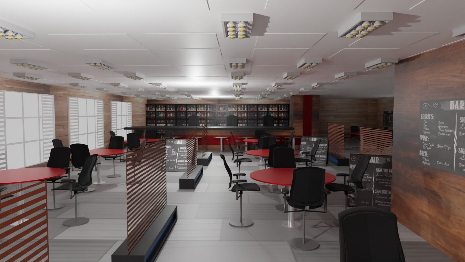 Bar Interior Low-poly 3D model_1