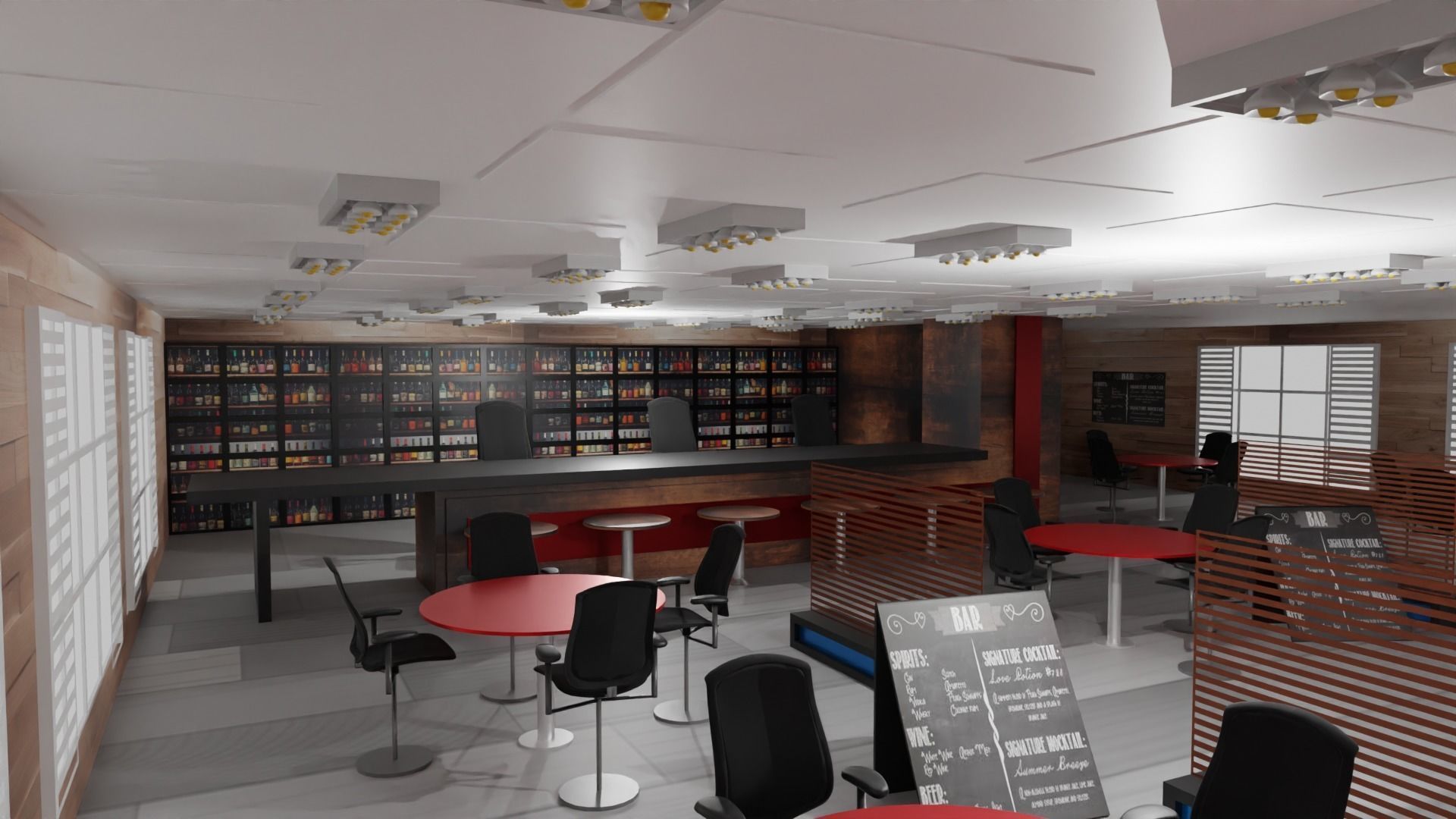 Bar Interior Low-poly 3D model_2