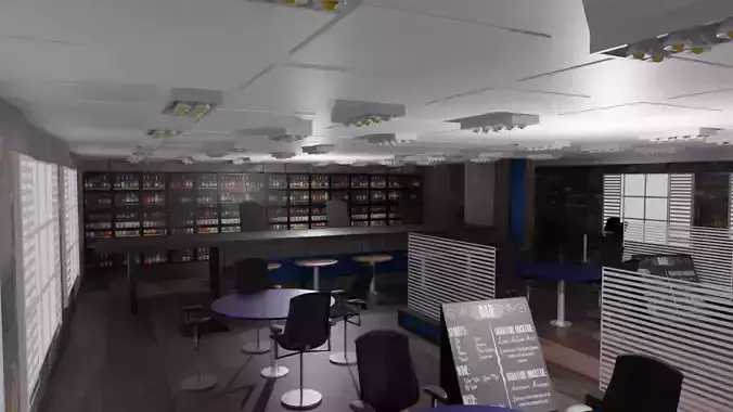 Bar Interior Low-poly 3D model