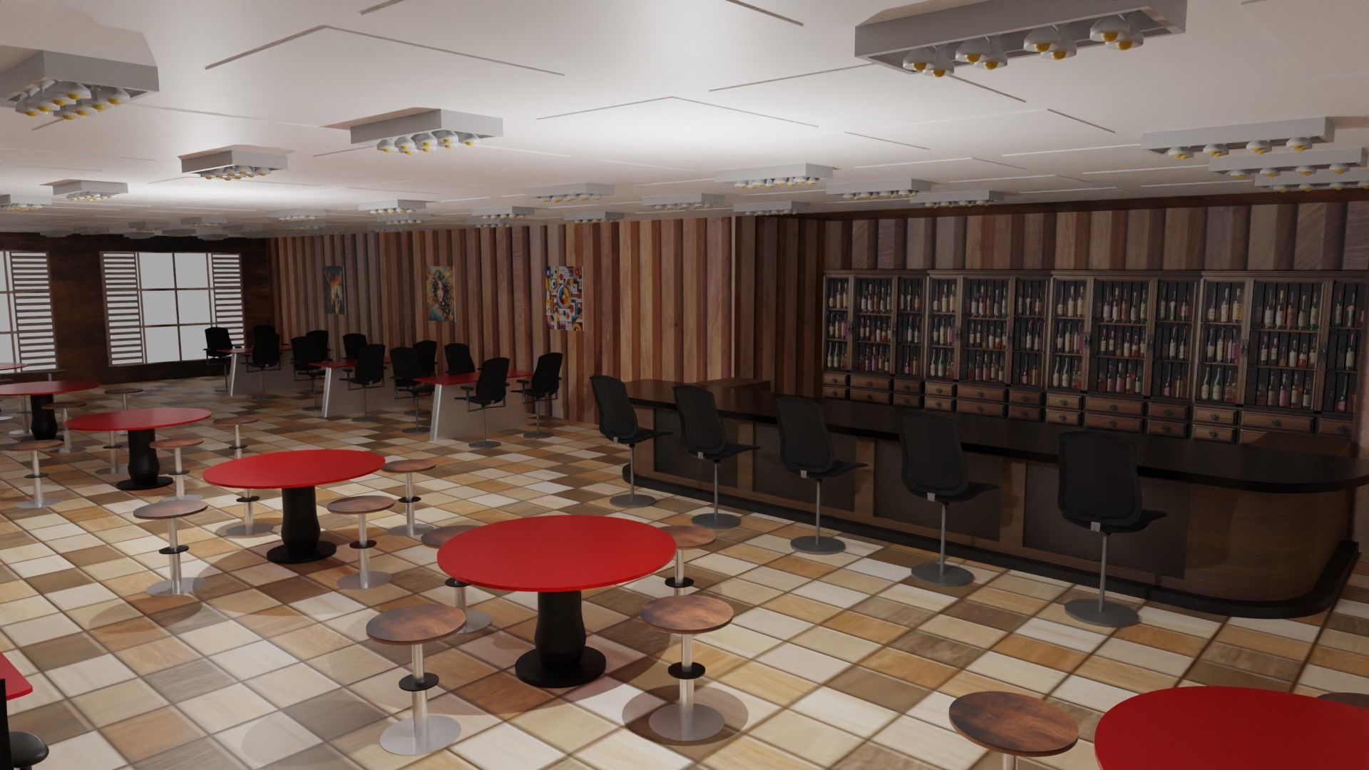 Tavern Interior Low-poly 3D model_1
