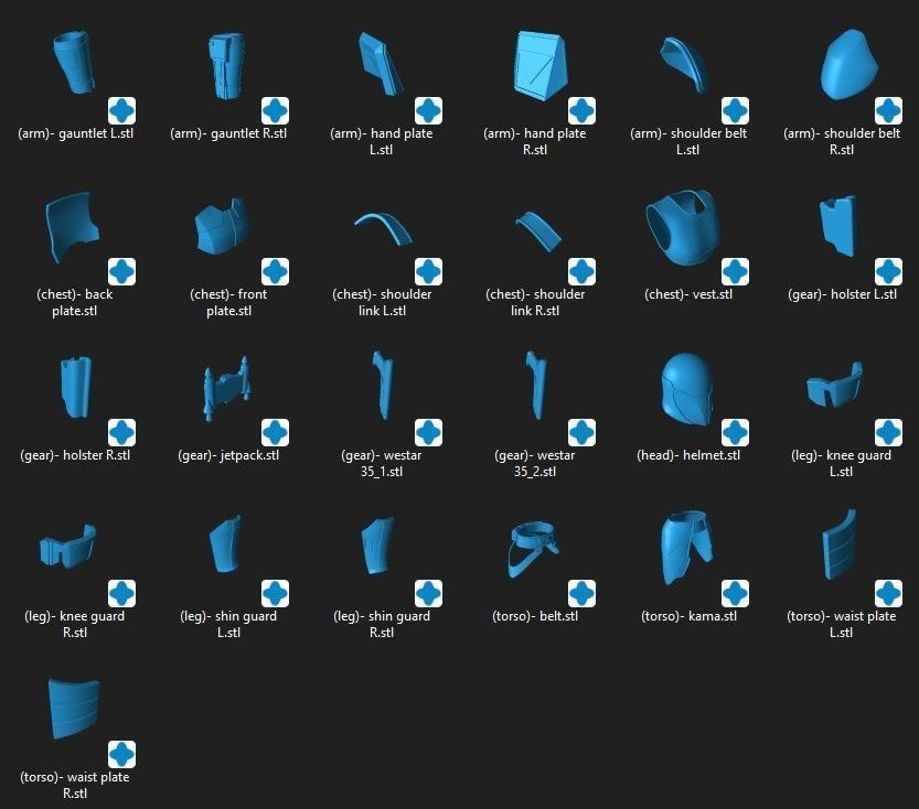 Mandalorian Female Super Commando armor One12 Scale STL 3D print model_2