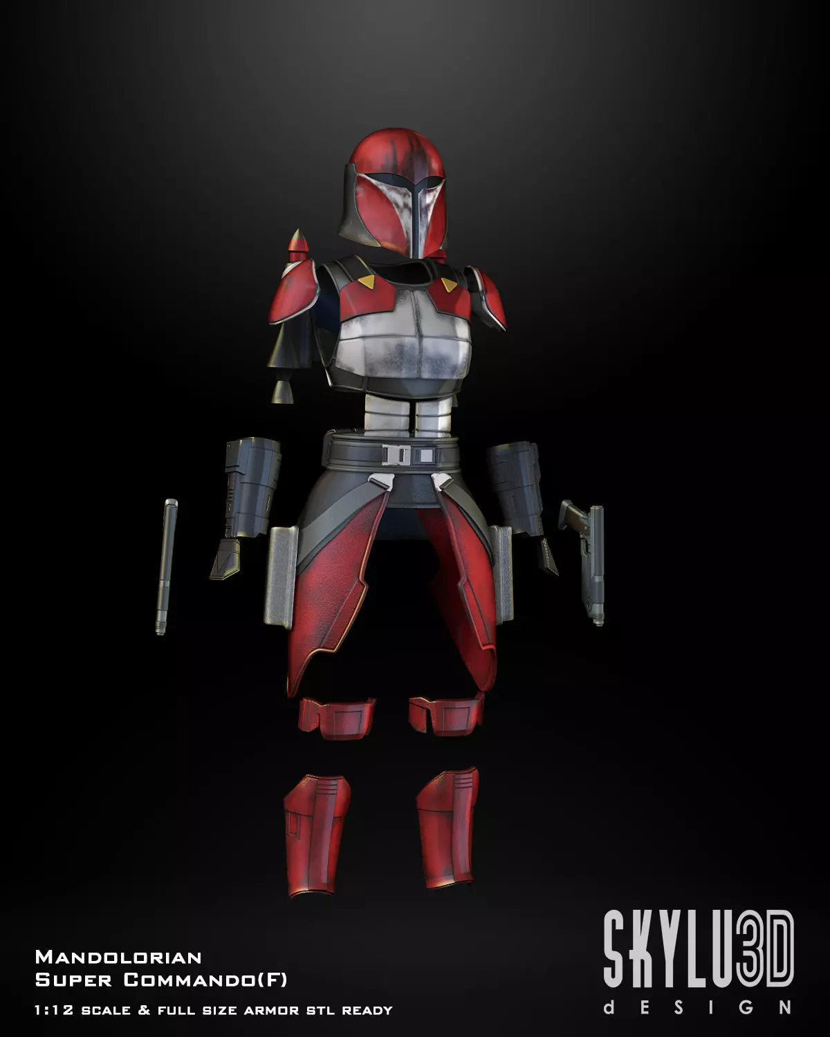 Mandalorian Female Super Commando armor One12 Scale STL 3D print model_0
