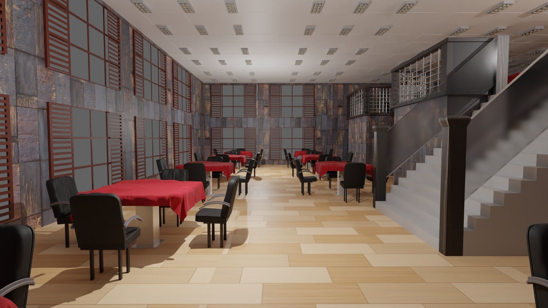Restaurant Interior Low-poly 3D model_5
