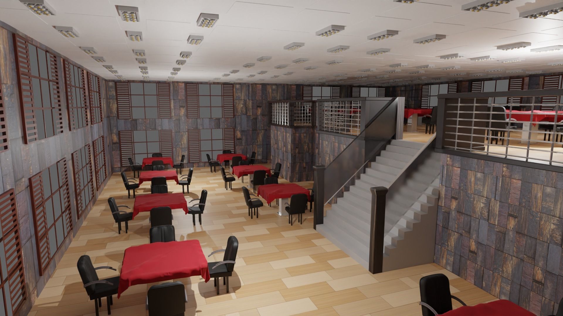 Restaurant Interior Low-poly 3D model_1
