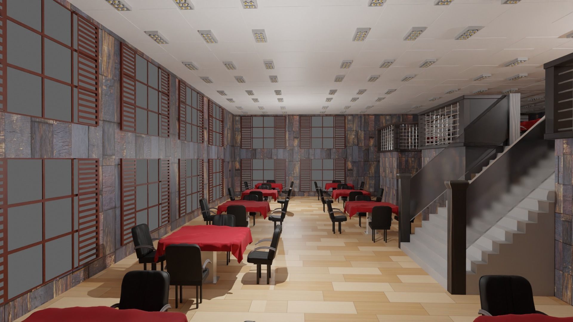 Restaurant Interior Low-poly 3D model_2