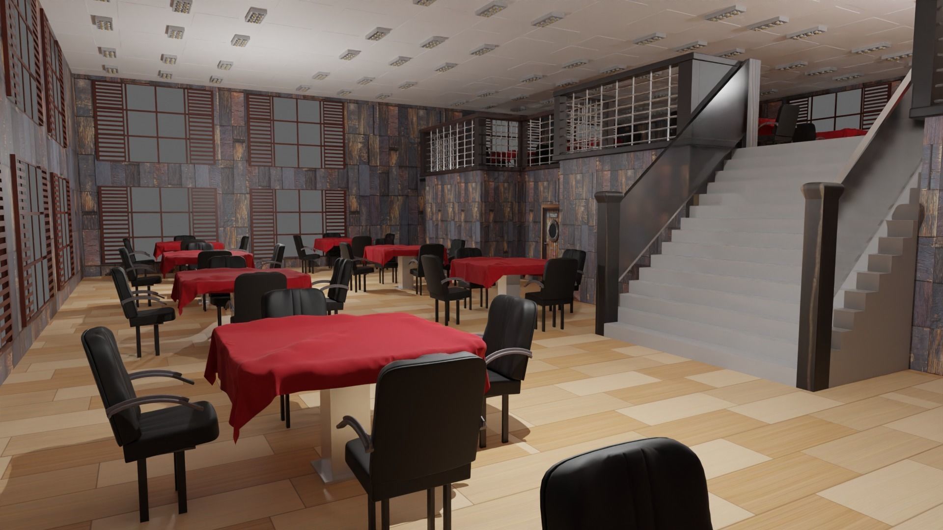 Restaurant Interior Low-poly 3D model_6