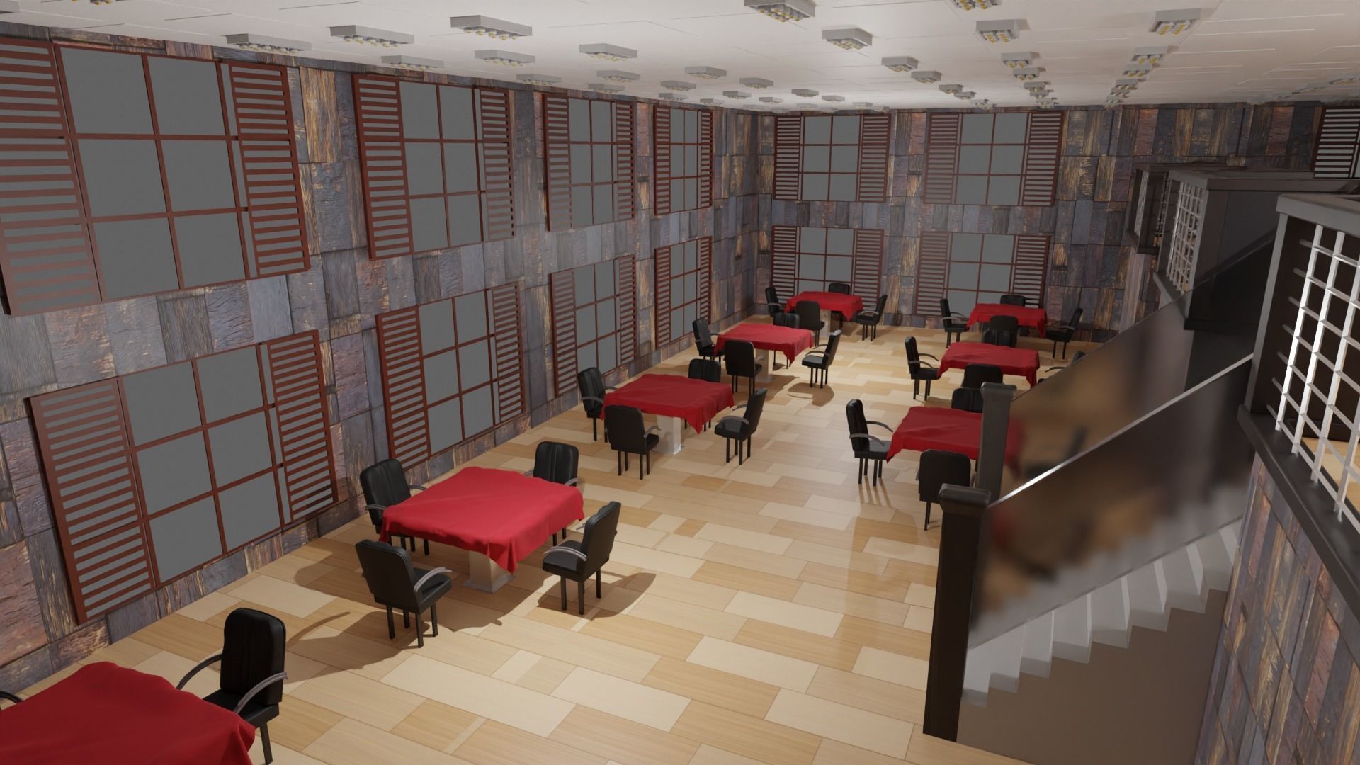 Restaurant Interior Low-poly 3D model_4