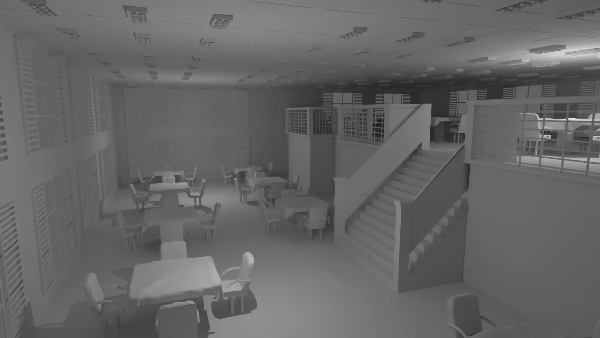 Restaurant Interior No Material 3D model_0