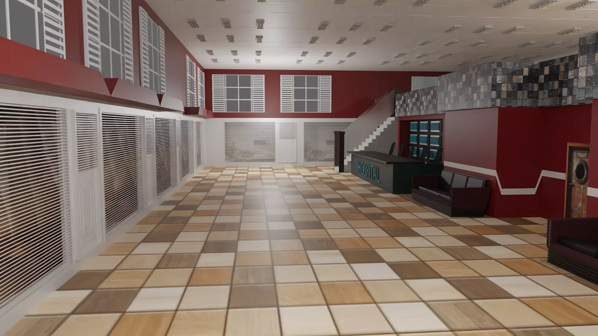 Hospital Interior Low-poly 3D model_0